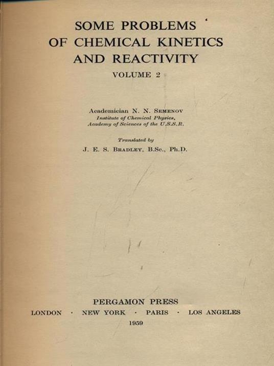 Some problems of chemical kinetics and reactivity vol. II - copertina