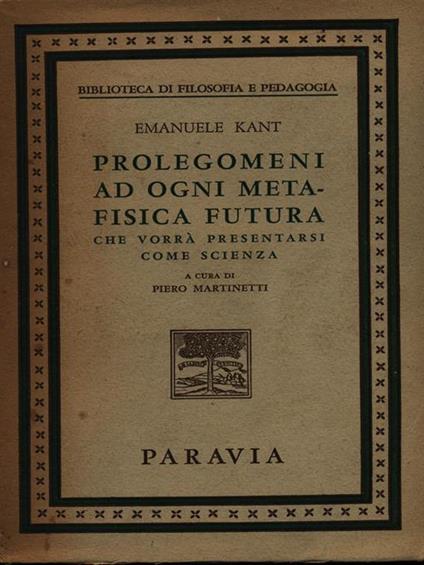Prolegomeni ad ogni metafisica futura - Immanuel Kant - copertina