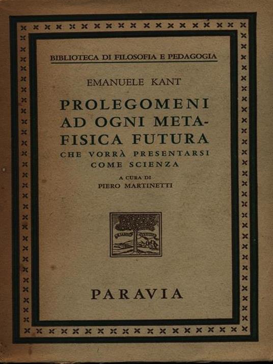 Prolegomeni ad ogni metafisica futura - Immanuel Kant - copertina