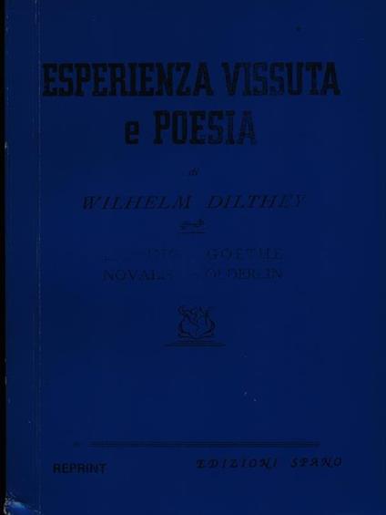 Esperienza vissuta e poesia - Wilhelm Dilthey - copertina
