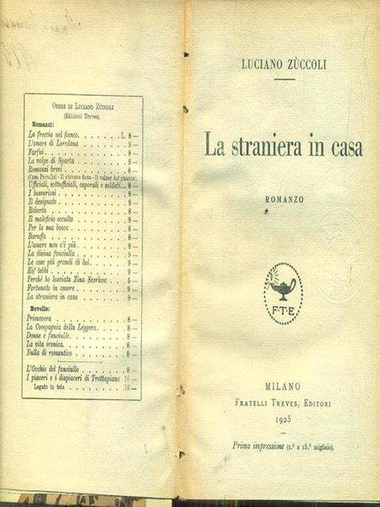 La straniera in casa - Luciano Zuccoli - copertina