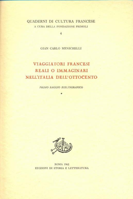 Viaggiatori francesi reali o immaginari nell'Italia dell'Ottocento - Giancarlo Menichelli - copertina