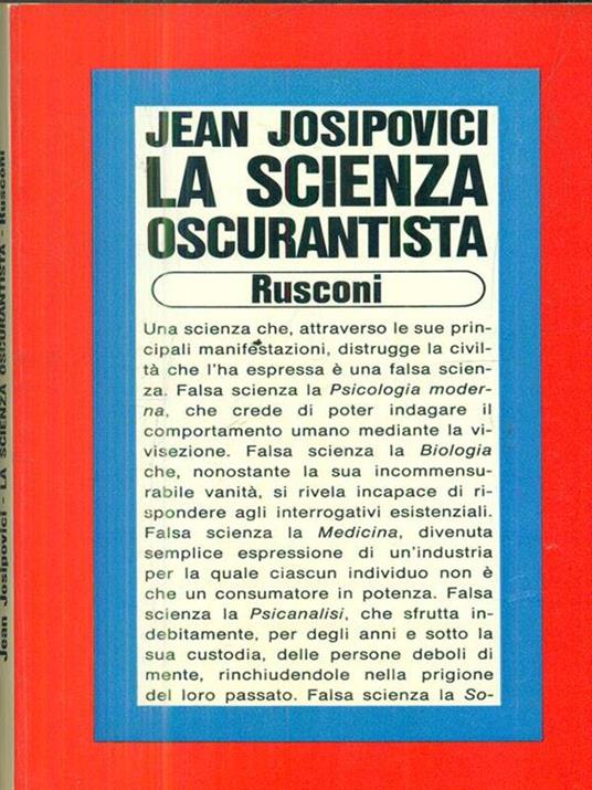 La scienza oscurantista - Jean Josipovici - copertina