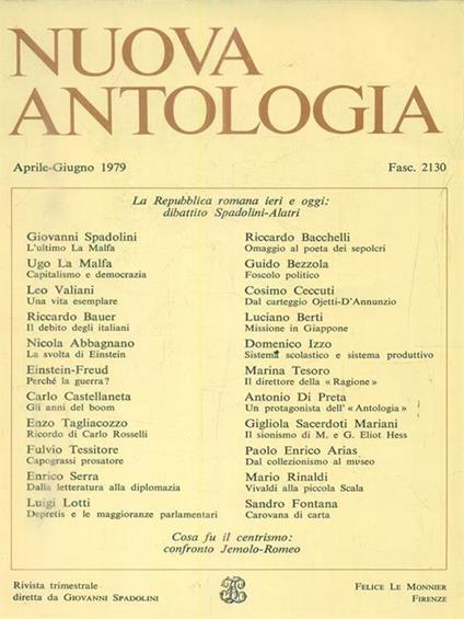 Nuova antologia. n 2 / Aprile-giugno 1979. Fasc 2130 - copertina