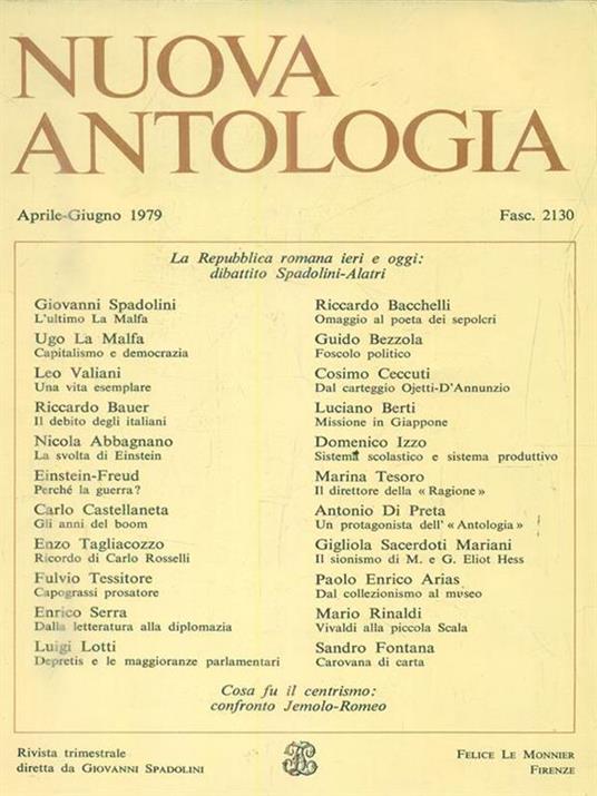 Nuova antologia. n 2 / Aprile-giugno 1979. Fasc 2130 - copertina