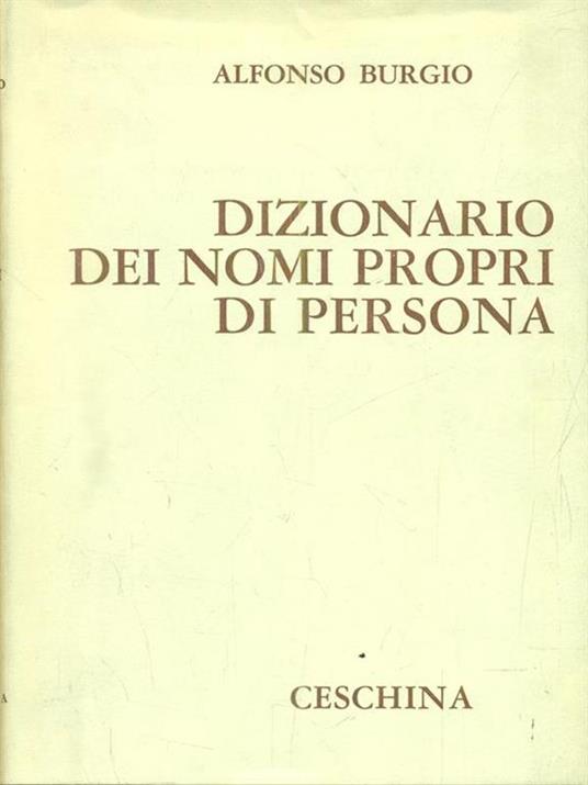 Dizionario dei nomi propri di persona - Alfonso Burgio - copertina