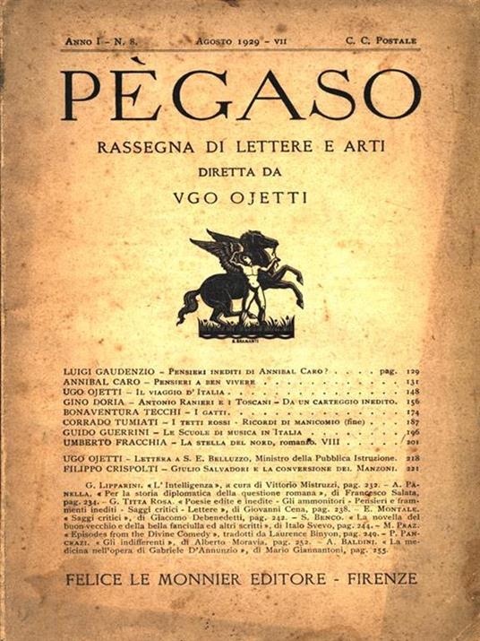 Pegaso - Anno I n. 8 Agosto 1929 - Ugo Ojetti - copertina