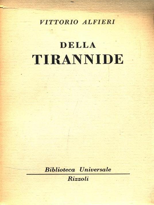 Della tirannide - Vittorio Alfieri - copertina