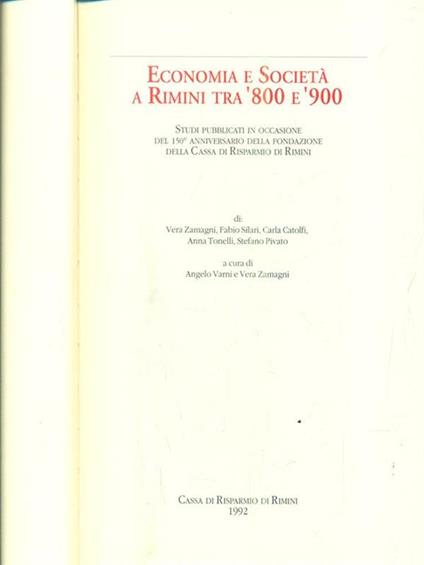 Economia e società a Rimini tra 800 e 900 - copertina