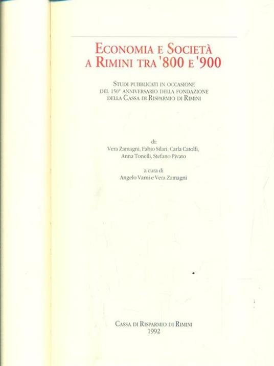 Economia e società a Rimini tra 800 e 900 - copertina