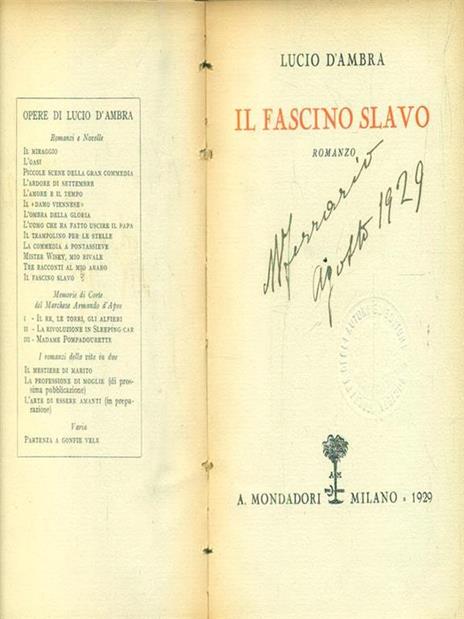 Il fascino slavo - Lucio D'Ambra - copertina