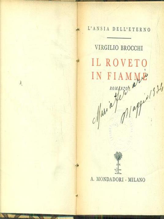 Il roveto in fiamme - Virgilio Brocchi - copertina