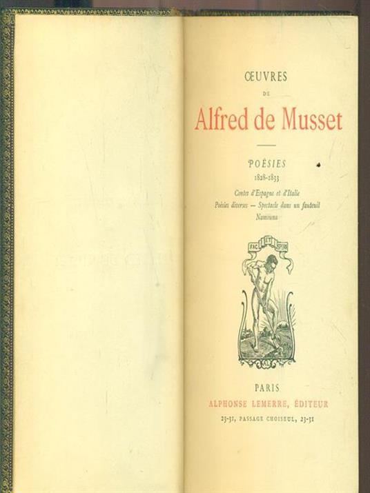 Oeuvres De Alfred De Musset. Poésies 1828. 1833 - Alfred de Musset - copertina
