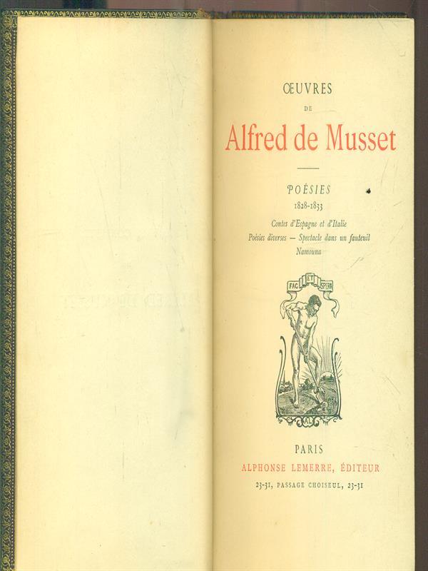 Oeuvres De Alfred De Musset. Poésies 1828. 1833