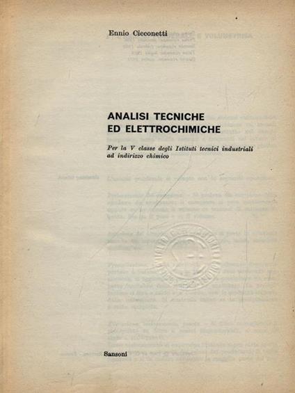Analisi tecniche ed elettrochimiche - copertina