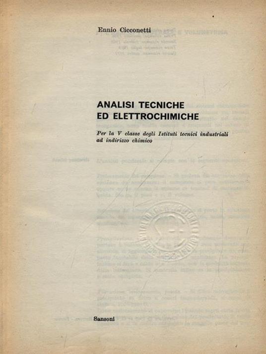 Analisi tecniche ed elettrochimiche - copertina