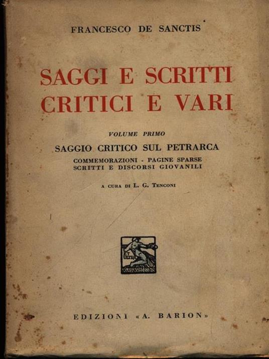 Saggi e scritti critici e vari vol. 1 - Francesco De Sanctis - copertina