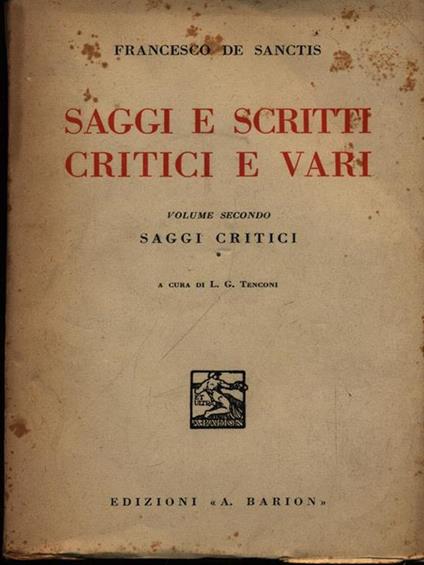 Saggi e scritti critici e vari vol. II - Francesco De Sanctis - copertina