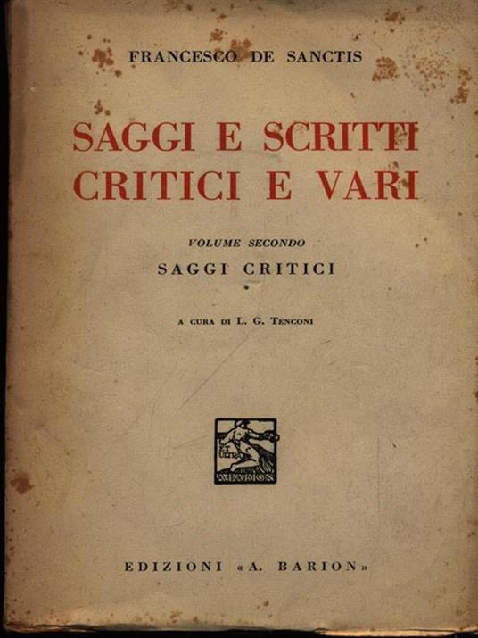 Saggi e scritti critici e vari vol. II - Francesco De Sanctis - copertina