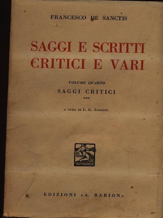 Saggi e scritti critici vari vol. IV - Francesco De Sanctis - copertina