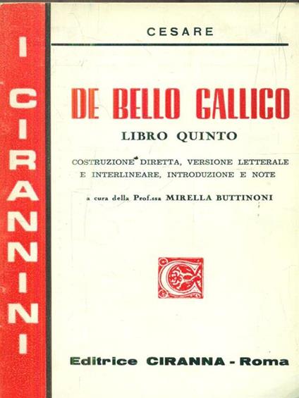 De Bello Gallico. Libro quinto - Giulio Cesare - copertina
