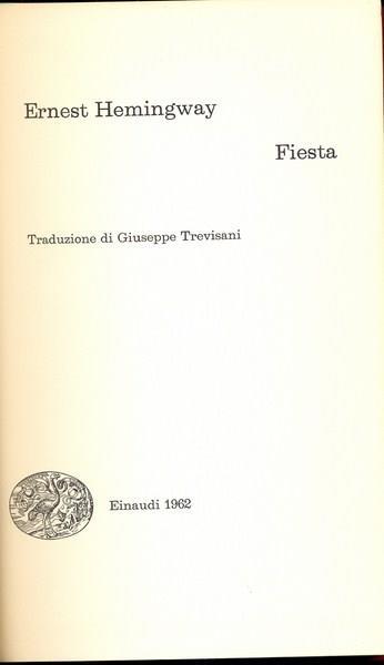Fiesta - Ernest Hemingway - copertina