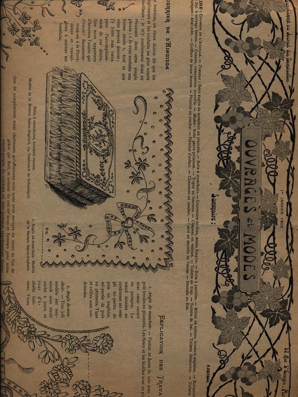 Du journal des demoiselles 1909. supplementi: Ouvrages et Modes