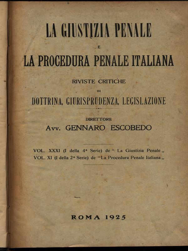La giustizia penale 1925