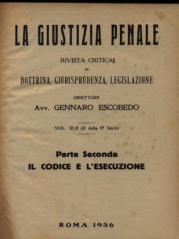 La giustizia penale 1936