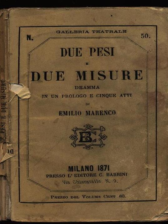 Due pesi e due misure - Emilio Marenco - copertina