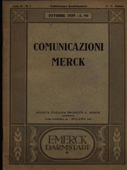 Comunicazioni Merck n.2/ottobre 1929 - copertina