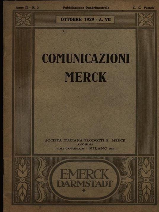Comunicazioni Merck n.2/ottobre 1929 - copertina