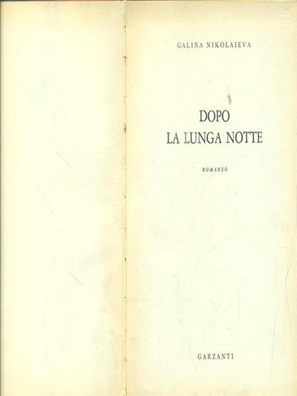 Dopo la lunga notte - Galina Nikolaieva - copertina