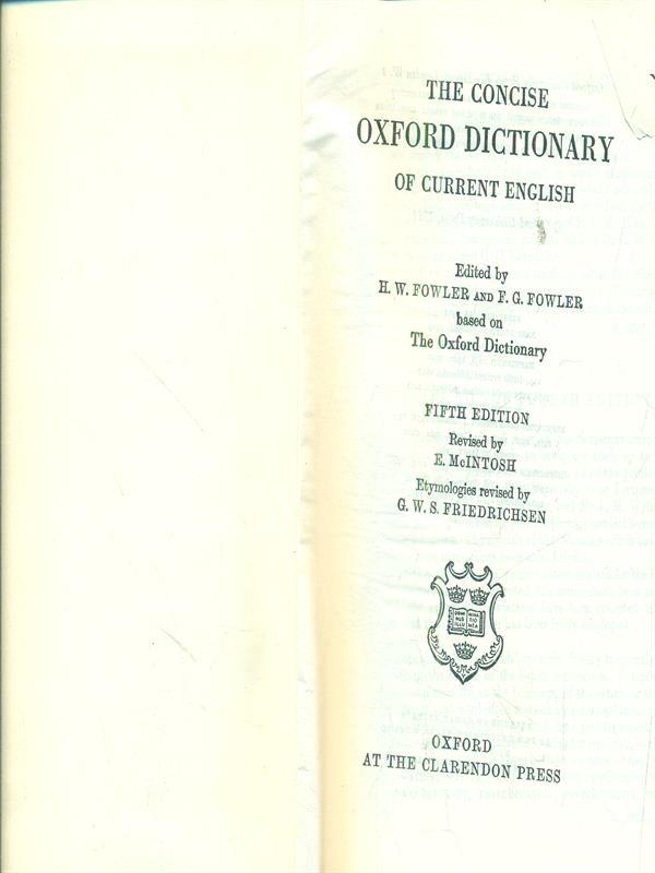 The concise oxford Dictionary of current English