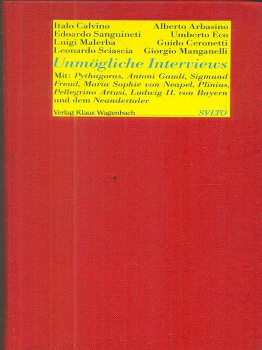 Unmogliche Interviews - copertina
