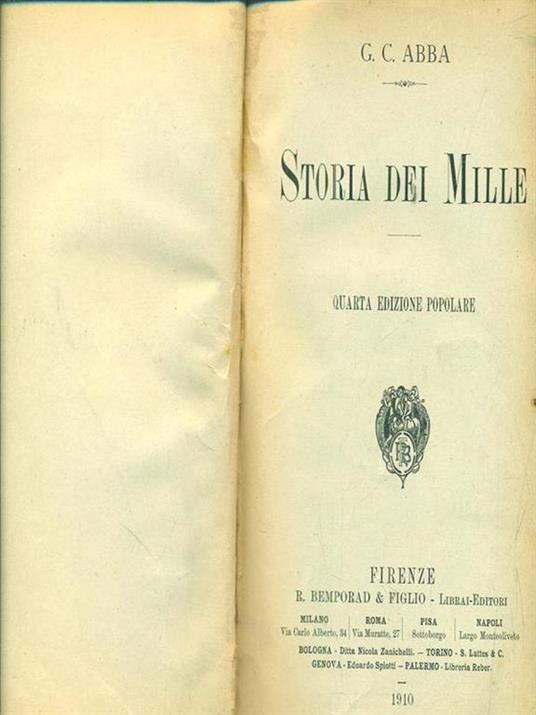 Storia dei mille - copertina