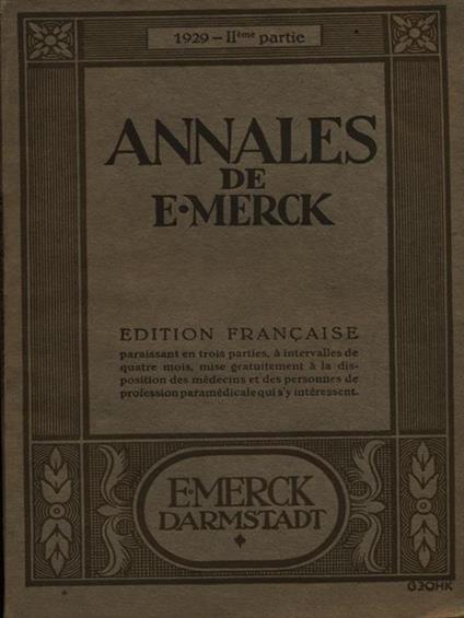 Annales de E. Merck 1929 IIeme partie - copertina