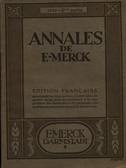 Annales de E. Merck 1929 IIeme partie - copertina