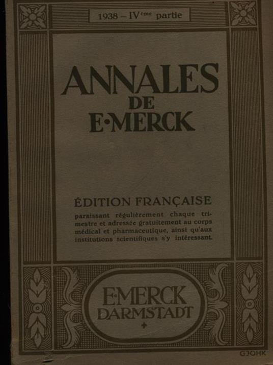 Annales de E. Merck 1929 IVeme partie - copertina