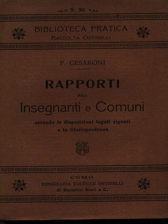 Rapporti fra insegnanti e comuni - Paolo Cesaroni - copertina