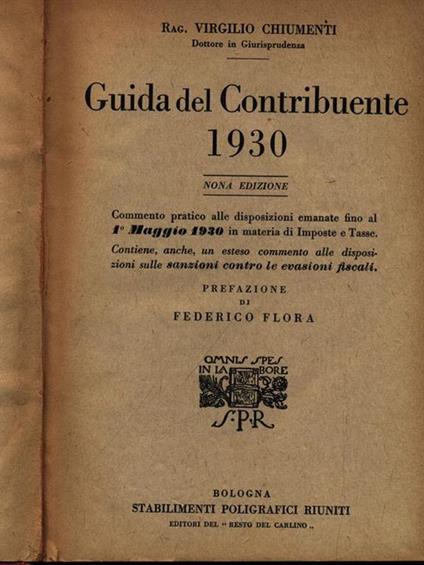 Guida del contribuente 1930 - Virgilio Chiumenti - copertina