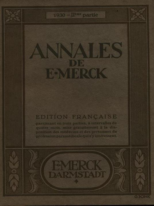Annales de E. Merck/1930 2eme partie - copertina