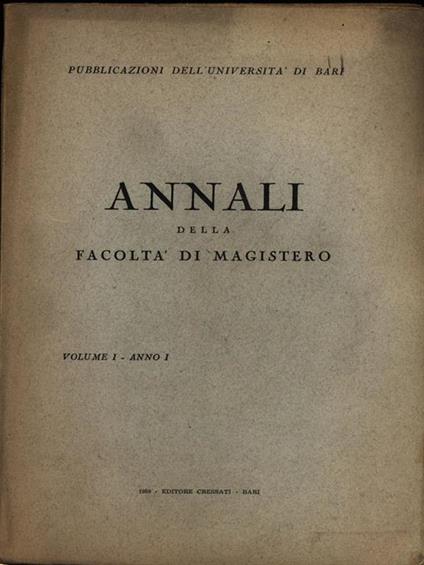 Annali della facoltà di Magistero vol. 1 - copertina