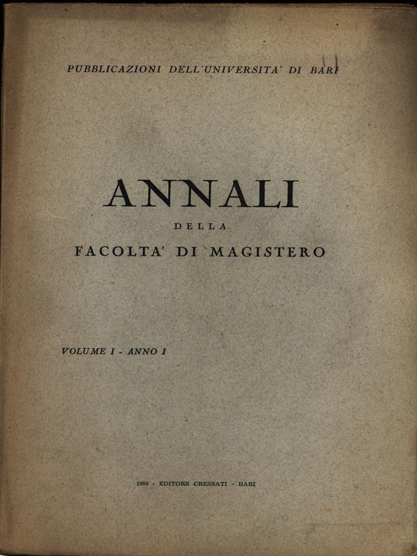 Annali della facoltà di Magistero vol. 1