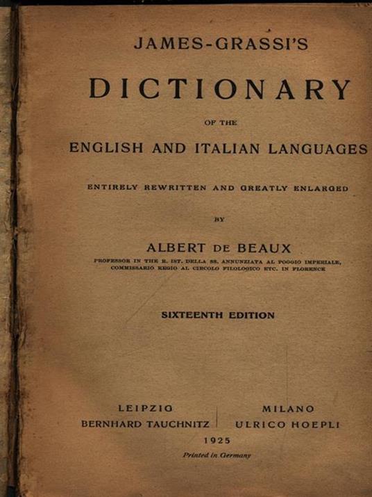 Dizionario italiano inglese e inglese italiano - Henry James