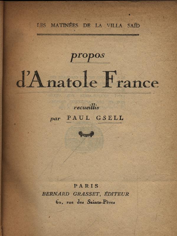 Propos d'Anatole France