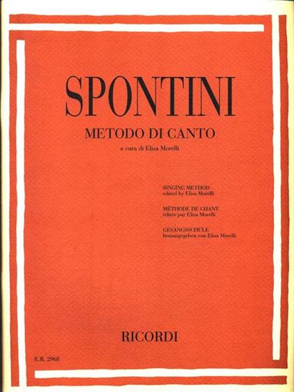 Spontini. Metodo di canto - Elisa Morelli - copertina