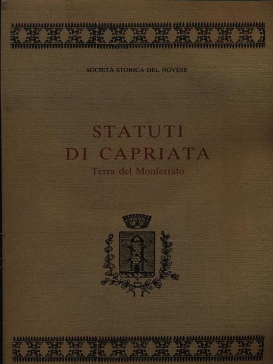 Statuti di Capriata. Terra del Monferrato - copertina