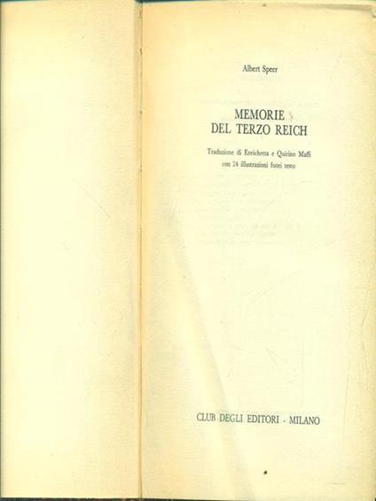 Memorie del terzo reich - Albert Speer - copertina