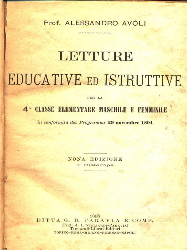 Letture educative ed istruttive per la 4° classe elementare